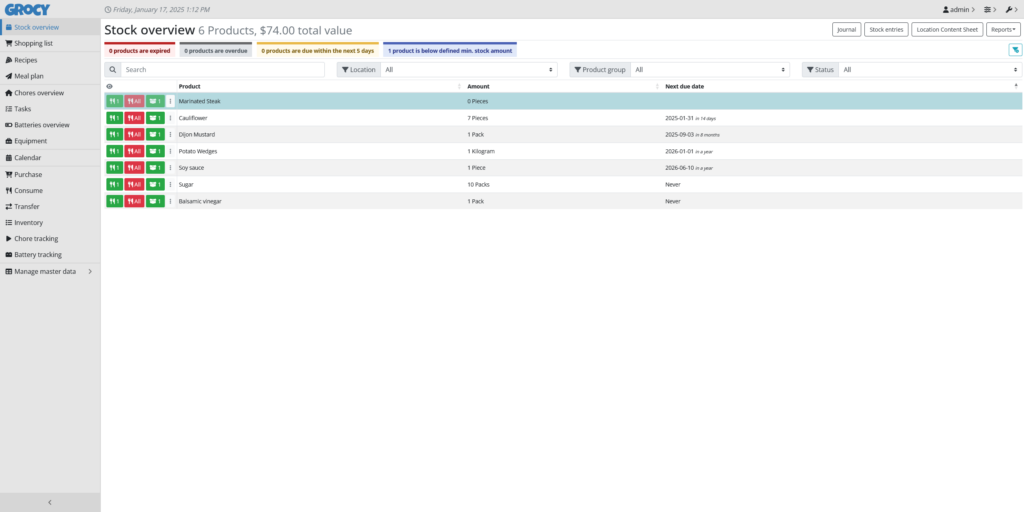 Groceries - Manage your restaurant stocks, purchasing, recipes and chores